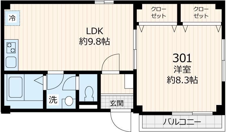 アーク和(1LDK/3階)の間取り写真