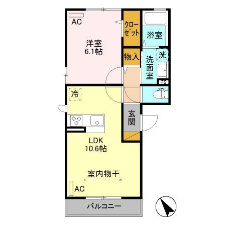 ＪＲ両毛線 佐野駅 徒歩21分 3階建 築8年(1LDK/3階)の間取り写真