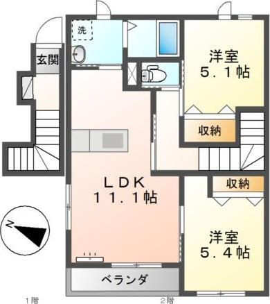 美らハウス(2LDK/2階)の間取り写真
