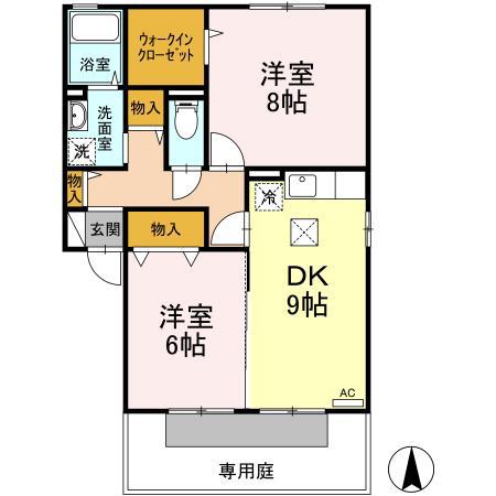 ヌーベルバーグB(2DK/1階)の間取り写真