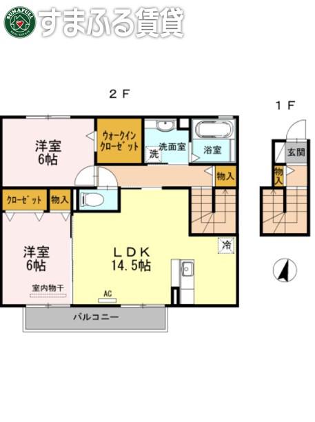 ヴィーブルハウス(2LDK/2階)の間取り写真