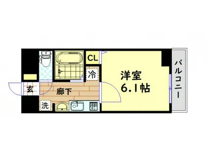 プレサンス難波幸町(1K/8階)の間取り写真