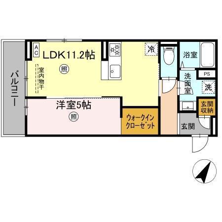 PREMILIFE下郡東(1LDK/3階)の間取り写真