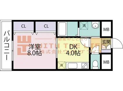 YMクレスト(1DK/7階)の間取り写真