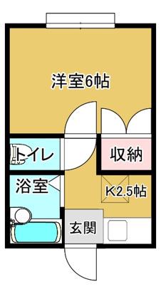 パレスウエスト(1K/2階)の間取り写真