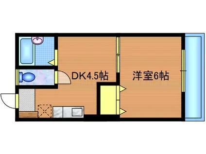 ブルーフォリスト2(1DK/2階)の間取り写真