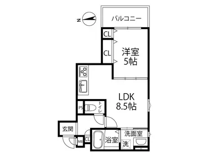 クリエオーレ箕輪(1LDK/3階)の間取り写真