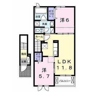 ベルコート高針B(2LDK/2階)の間取り写真