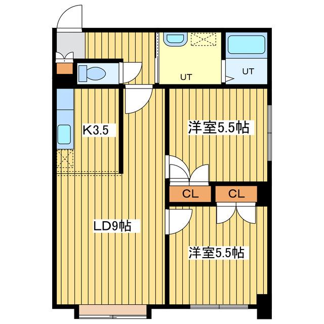  ハイコート北23 (2LDK/4階)の間取り写真