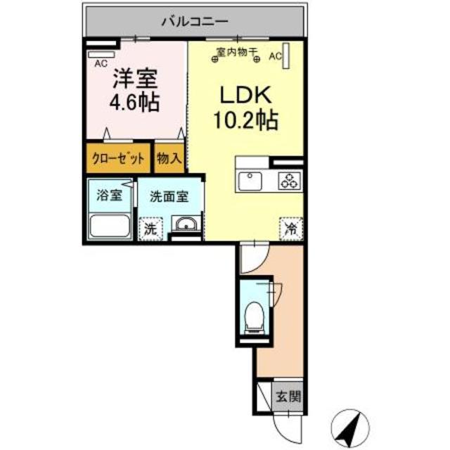 プラティア(1LDK/3階)の間取り写真