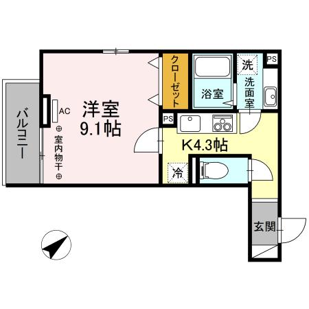 ティアレ大塚(1K/3階)の間取り写真