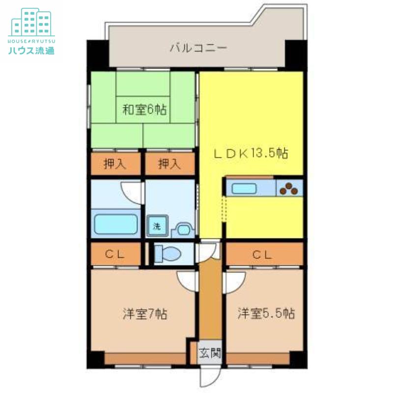 パインパレス(3LDK/9階)の間取り写真
