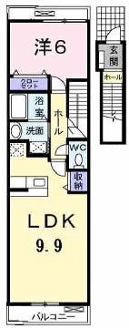 ビアンカンパーニュ A(1LDK/2階)の間取り写真