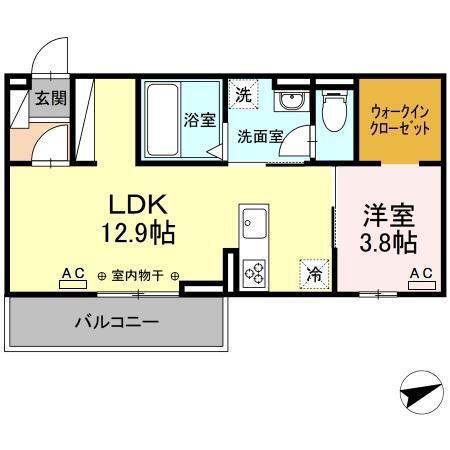 GRACIA(1LDK/2階)の間取り写真