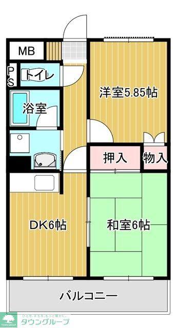 第二芦原マンション(2DK/3階)の間取り写真
