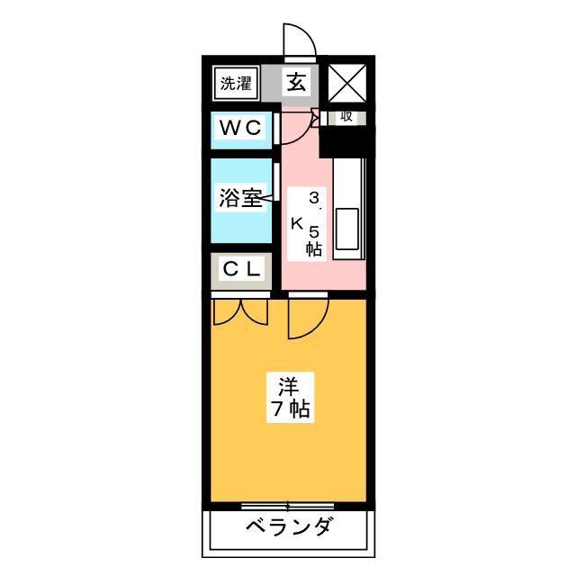 プライマル森下(1K/4階)の間取り写真