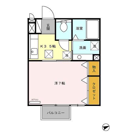 SHINMEI I(1K/1階)の間取り写真