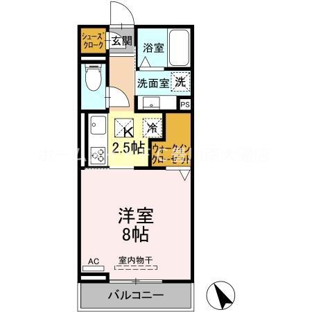 D-SQUARE古宿町(1K/1階)の間取り写真