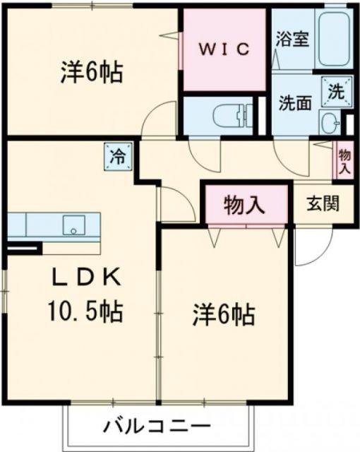 ウイルネスト B(2LDK/2階)の間取り写真