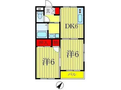 メゾン木下(2DK/3階)の間取り写真