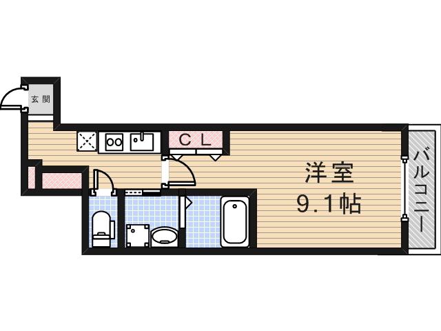フジパレス杭全(1K/1階)の間取り写真
