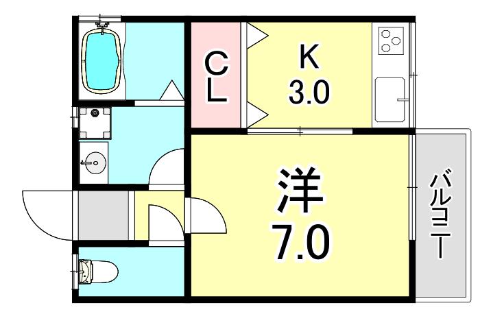 メゾンド須磨(1K/2階)の間取り写真