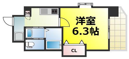 LUXEドーム前II(1K/2階)の間取り写真
