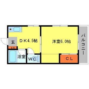 EST-1小野原(1DK/1階)の間取り写真