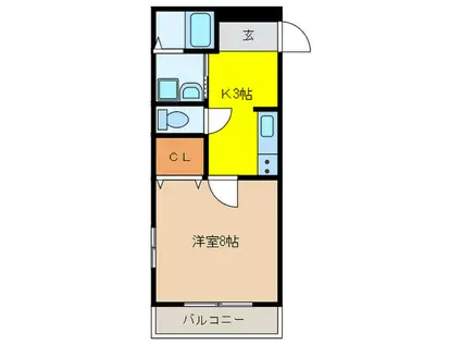  TIERRA安城(1K/2階)の間取り写真