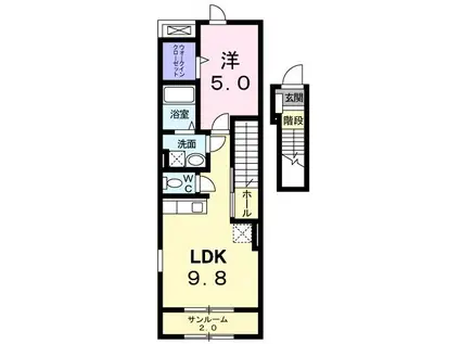 セレーノ(1LDK/2階)の間取り写真