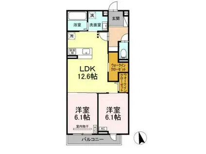 ヒロ・ブランシェ(2LDK/1階)の間取り写真