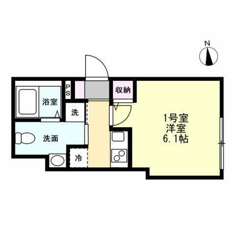 ベイルーム本厚木クレスト(1K/2階)の間取り写真