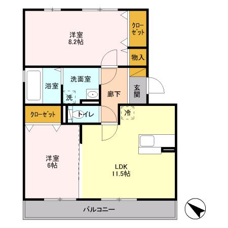 スプリングフォレストA(2LDK/3階)の間取り写真