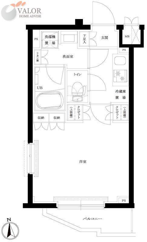 ルーブル川崎宮前平(1K/4階)の間取り写真