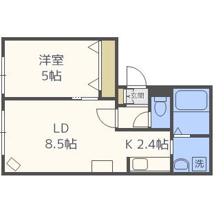 リラサンテ東札幌(1LDK/2階)の間取り写真