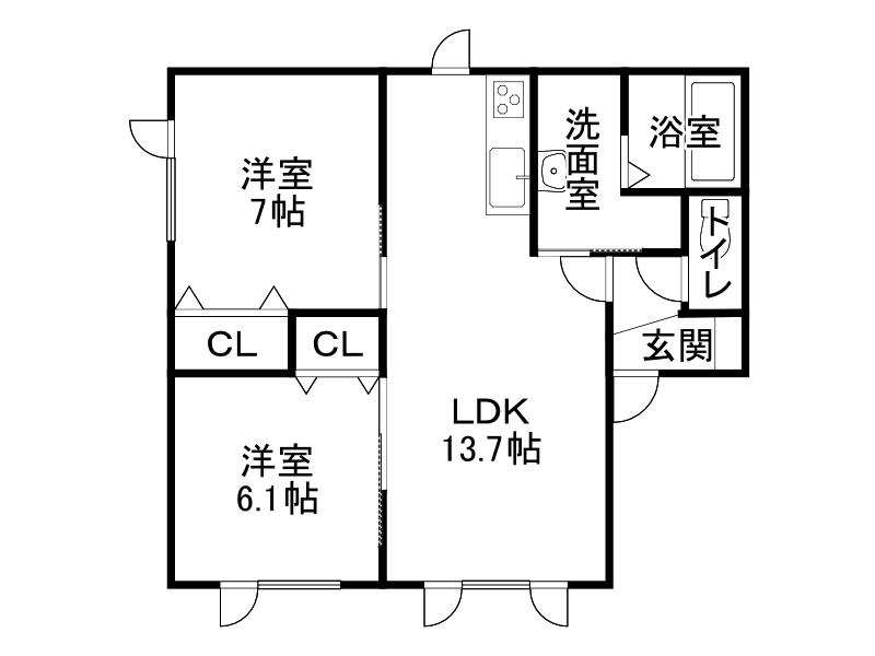 プランドールK・I(2LDK/1階)の間取り写真