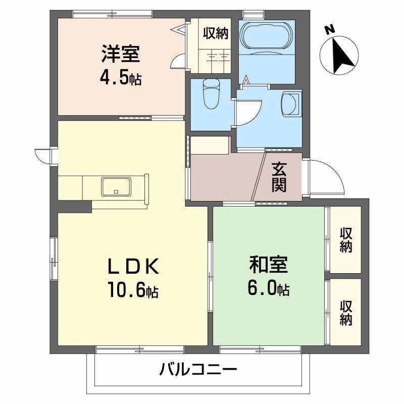 シャーメゾン沖洲 5番館(2LDK/1階)の間取り写真
