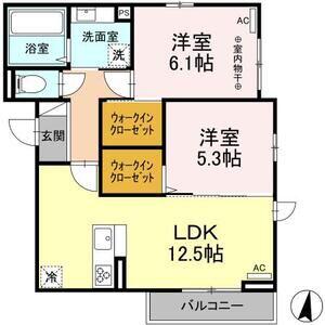 ディアコート上杉(2LDK/3階)の間取り写真