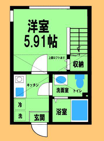 オレンジポピー(1K/1階)の間取り写真