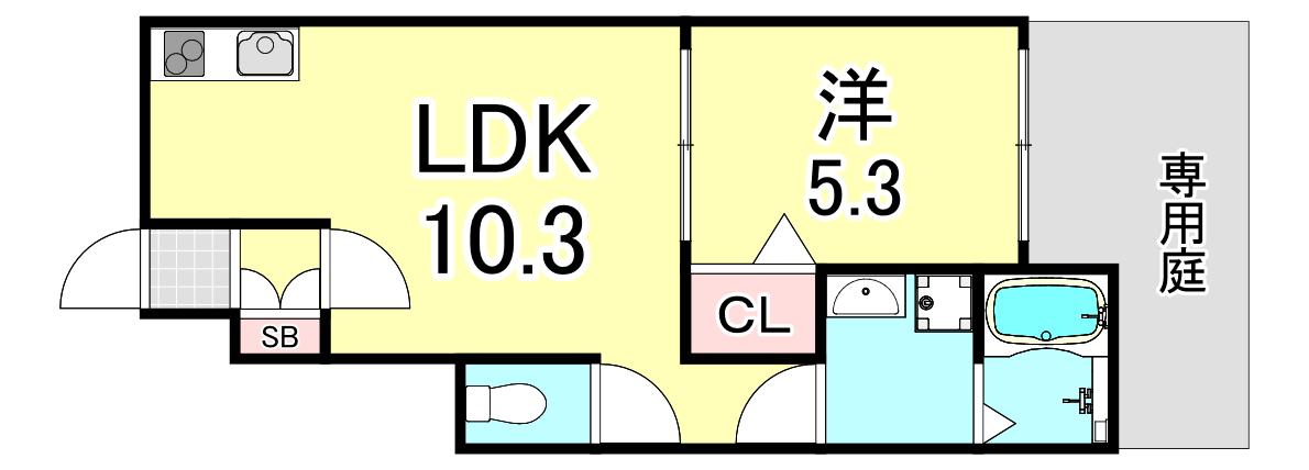 エクソニア住吉(1LDK/1階)の間取り写真