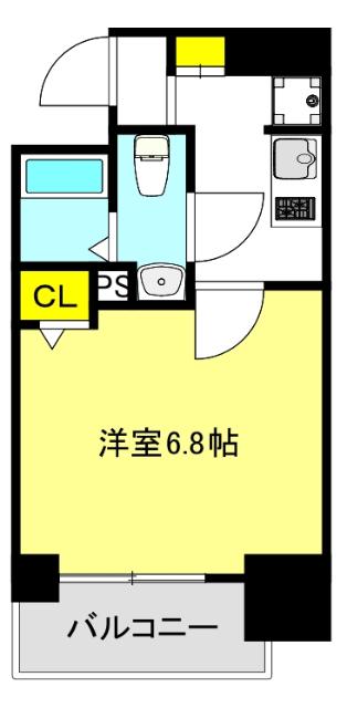 エグゼ大阪城イースト(1K/13階)の間取り写真