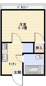エコーヒルズIIA棟(1K/1階)の間取り写真