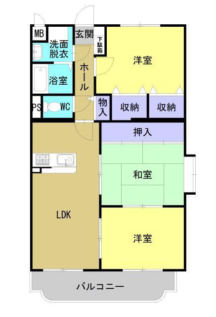 エスペランス(3LDK/3階)の間取り写真