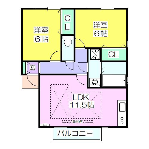 プレジール A(2LDK/2階)の間取り写真
