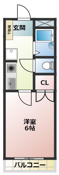 グリーンヒル村田(1K/2階)の間取り写真
