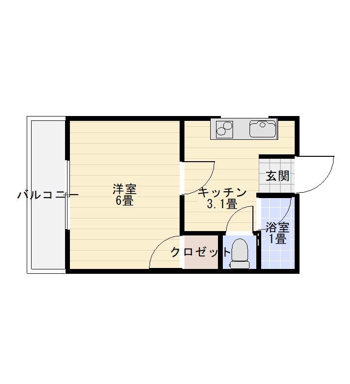 ピュアセントT2(1K/2階)の間取り写真