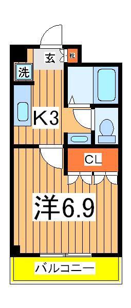 メルヴェール(1K/2階)の間取り写真