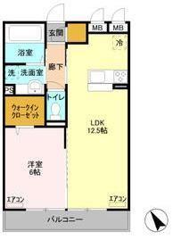 ラ・フォンテ(1LDK/1階)の間取り写真