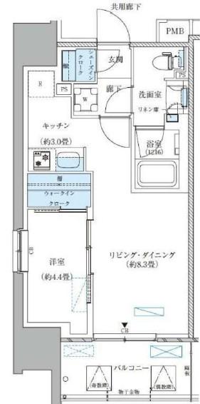 パークアクシス西大島コンフォートスクエア(1LDK/4階)の間取り写真