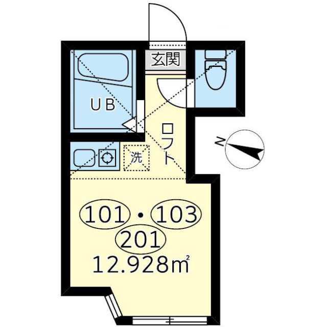 ユナイト黄金町ピスティッチ(ワンルーム/2階)の間取り写真